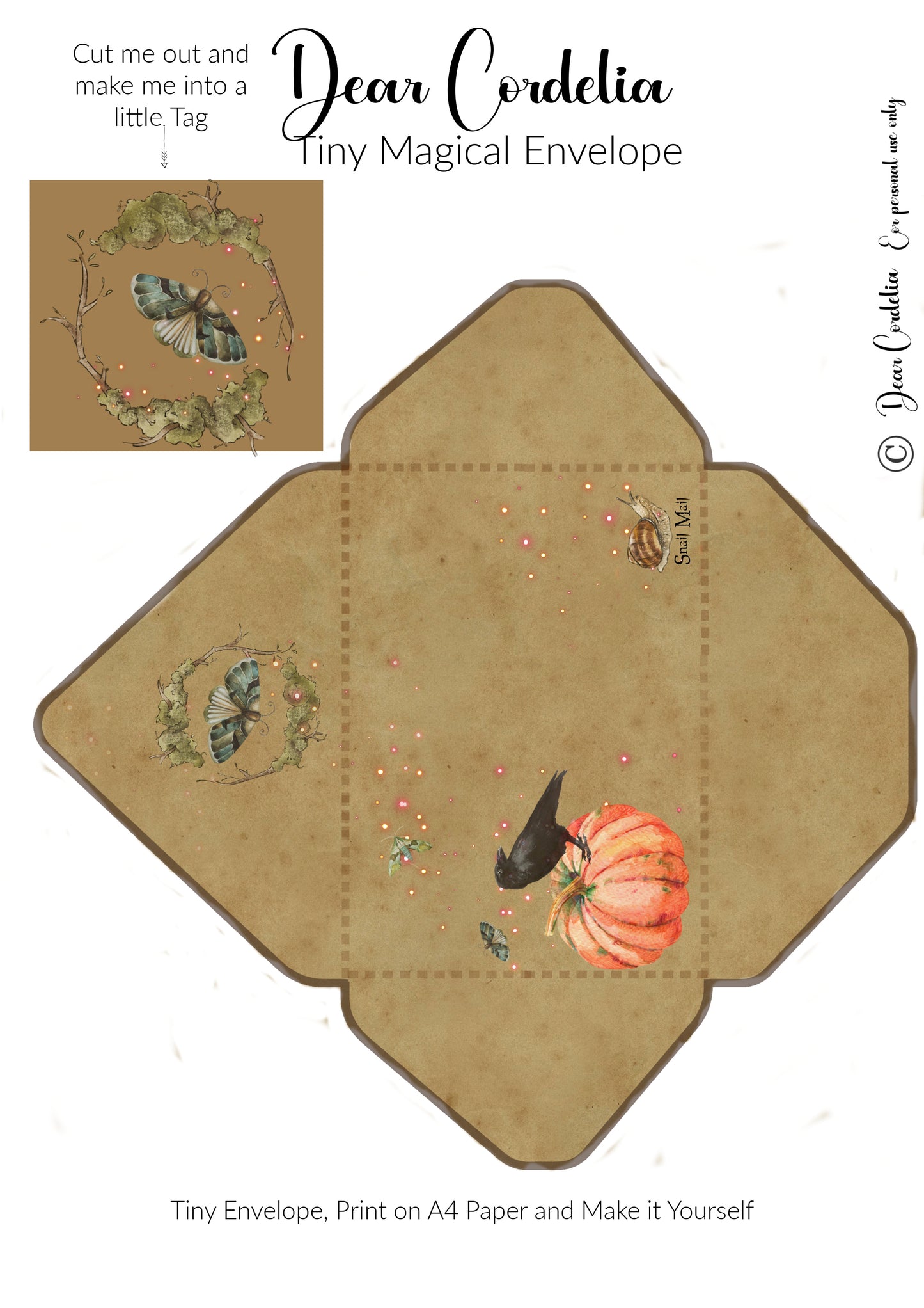 Dear Cordelia Digital writing paper featuring a magical Crow with Pumpkins