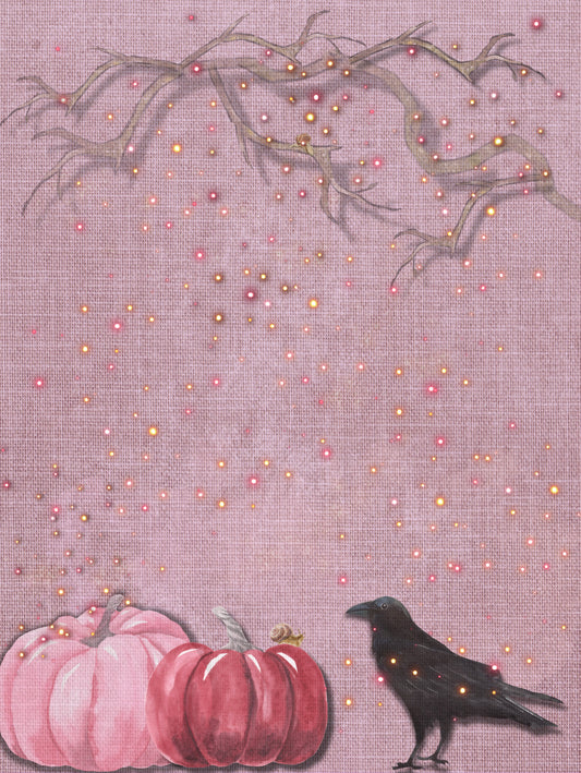 Dear Cordelia Pink Pumpkins with Crow Digital Writing Set.